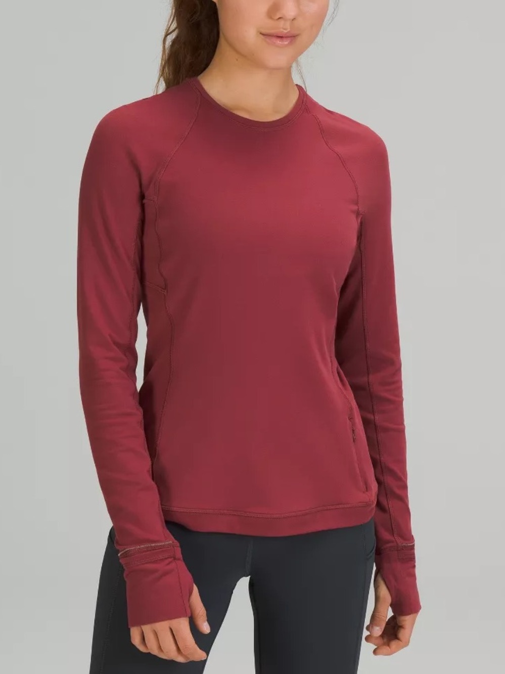 Lululemon It's Rulu Long-Sleeve Running Shirt in Mulled Wine Red Size 10